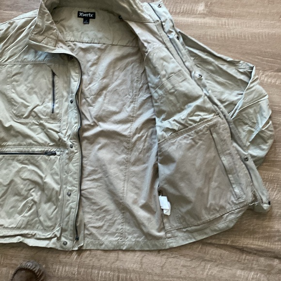 Mens Vertex large zip up jacket, soft touch suede, snap cuffs sandstone - Picture 5 of 8